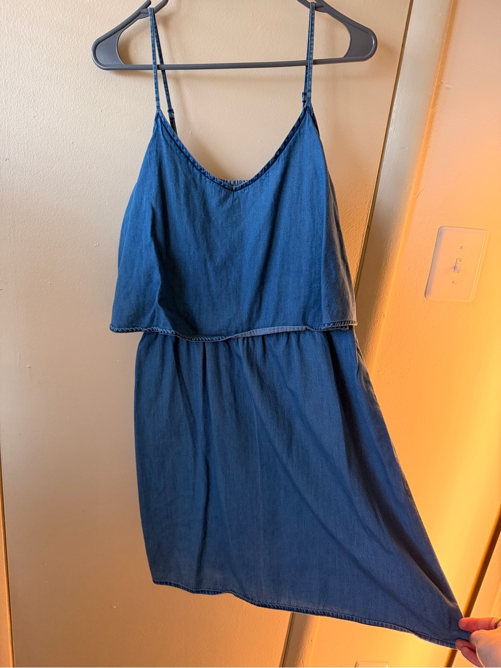 Old Navy Blue Denim-Look Spaghetti Strap Mini Dress